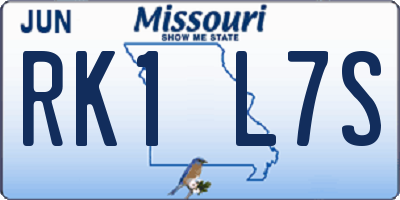 MO license plate RK1L7S