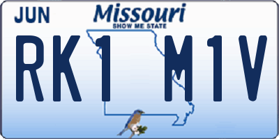 MO license plate RK1M1V