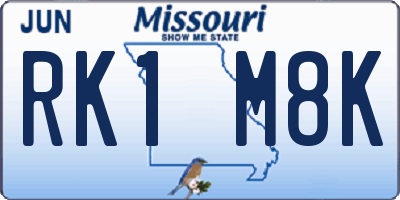 MO license plate RK1M8K