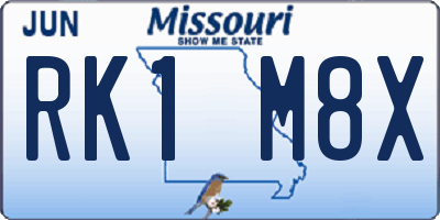 MO license plate RK1M8X