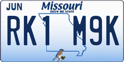 MO license plate RK1M9K