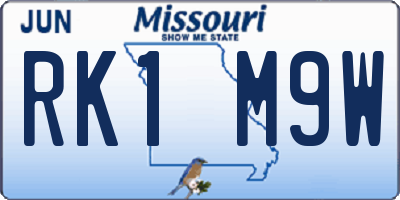 MO license plate RK1M9W