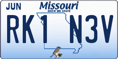 MO license plate RK1N3V