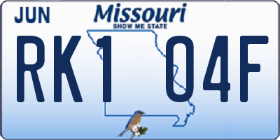 MO license plate RK1O4F