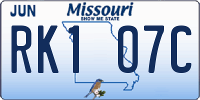 MO license plate RK1O7C