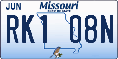 MO license plate RK1O8N