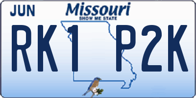 MO license plate RK1P2K