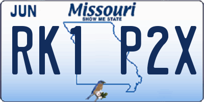 MO license plate RK1P2X