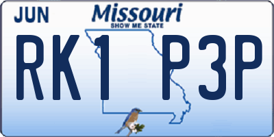 MO license plate RK1P3P