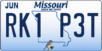 MO license plate RK1P3T