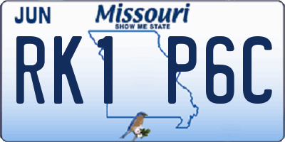 MO license plate RK1P6C