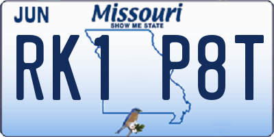 MO license plate RK1P8T