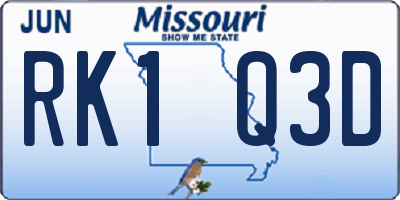 MO license plate RK1Q3D