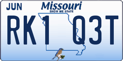 MO license plate RK1Q3T