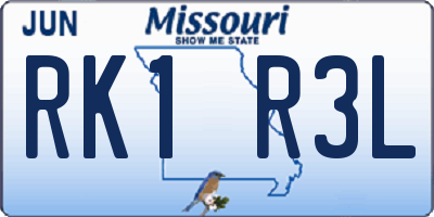 MO license plate RK1R3L
