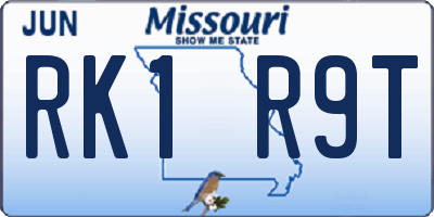 MO license plate RK1R9T