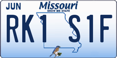 MO license plate RK1S1F