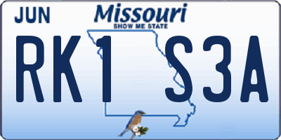 MO license plate RK1S3A
