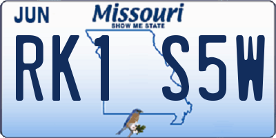 MO license plate RK1S5W