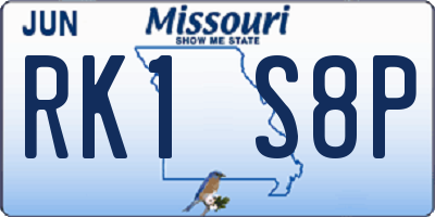 MO license plate RK1S8P