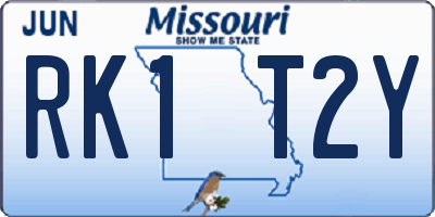 MO license plate RK1T2Y