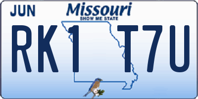 MO license plate RK1T7U