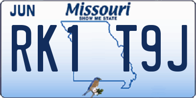 MO license plate RK1T9J