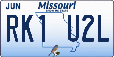 MO license plate RK1U2L