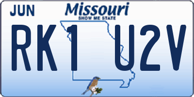 MO license plate RK1U2V
