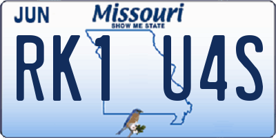 MO license plate RK1U4S