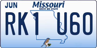 MO license plate RK1U6O