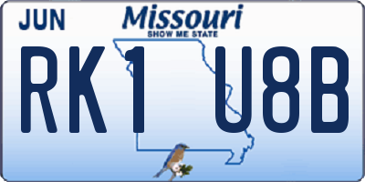 MO license plate RK1U8B