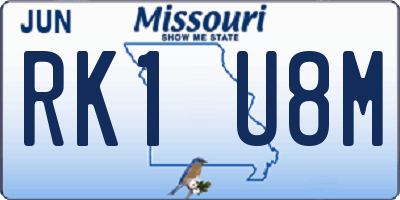 MO license plate RK1U8M