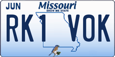 MO license plate RK1V0K