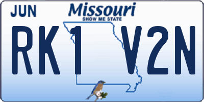 MO license plate RK1V2N