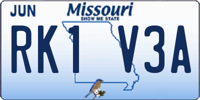 MO license plate RK1V3A