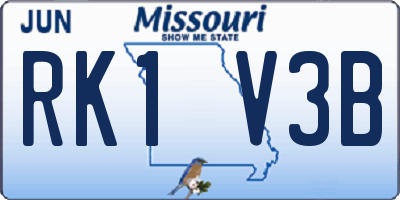 MO license plate RK1V3B
