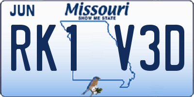 MO license plate RK1V3D