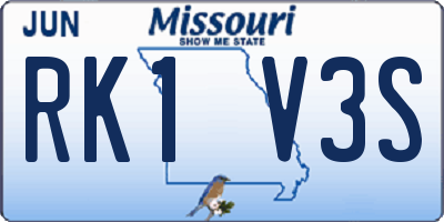 MO license plate RK1V3S
