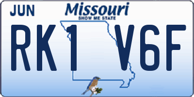 MO license plate RK1V6F