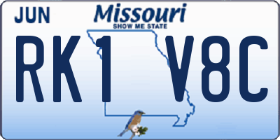 MO license plate RK1V8C
