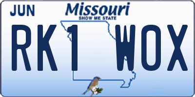 MO license plate RK1W0X