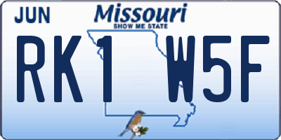MO license plate RK1W5F