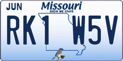 MO license plate RK1W5V