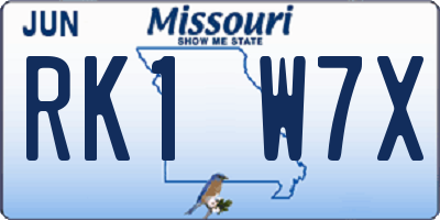 MO license plate RK1W7X