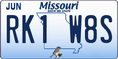 MO license plate RK1W8S