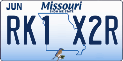 MO license plate RK1X2R