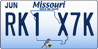 MO license plate RK1X7K