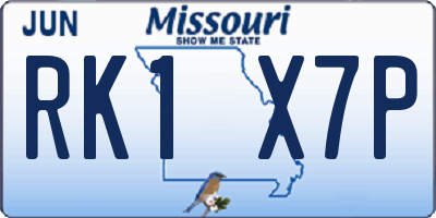 MO license plate RK1X7P