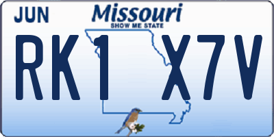 MO license plate RK1X7V
